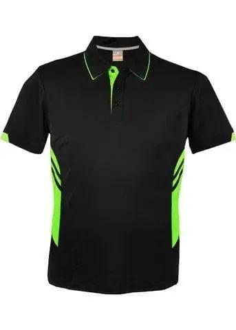 Aussie Pacific Tasman Kids Polo Shirt 3311 Casual Wear Aussie Pacific Black/Neon Green 6